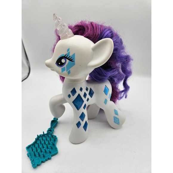 My Little Pony Light-Up Glow 8" Inch Rarity White Unicorn Toy 2014 with Brush - Picture 2 of 10